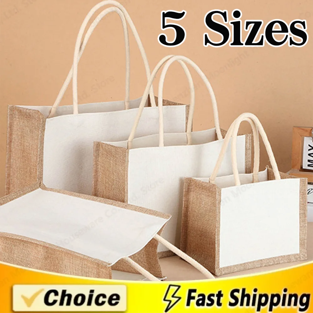 Bolsa de compras de yute de arpillera, bolsa de regalo de cumpleaños y boda reutilizable Vintage, bolsas de lino hechas a mano, bolsos portátiles para mujer