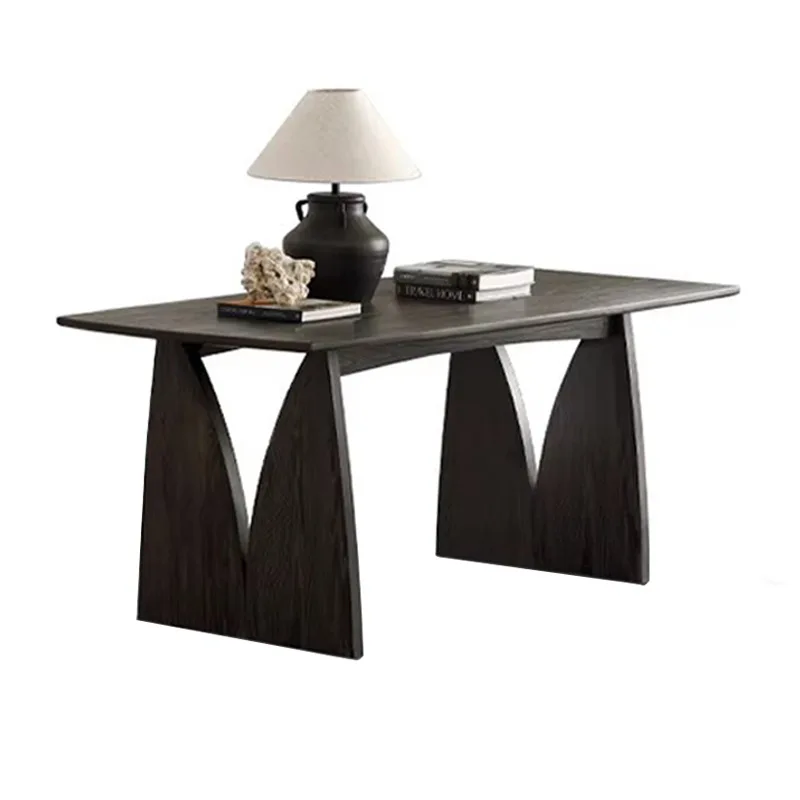 

Nordic wabi wind solid wood dining table modern simple solid wood negotiation table household living room rectangular