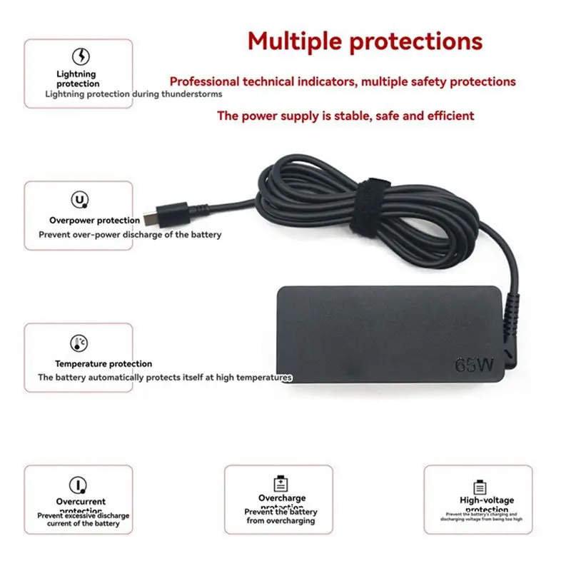 M51K-65W USB C Laptop Power Adapter Fast Charging USB C Laptop For Lenovo