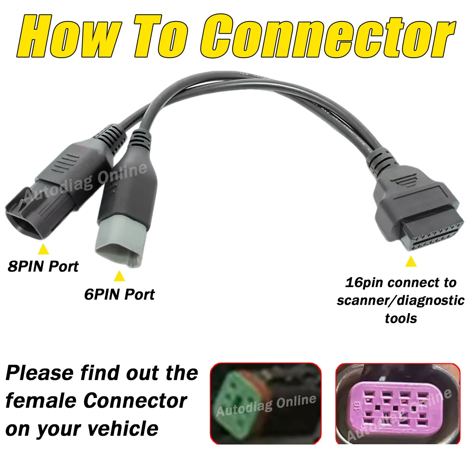 OBD2-Diagnosekabel für BRP Maverick/Outlander/Spyder, 6+8-Pin, für Polaris RZR/ACE CAN-AM ATV UTV OBDII-Scanner-Verbindungskabel – Detail 4