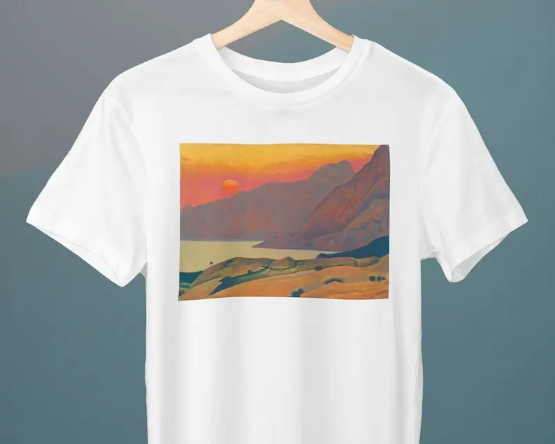 

Monhegan Nicholas Roerich Painting Unisex T-Shirt Art Fine Sunset Gift for Her Him Lover