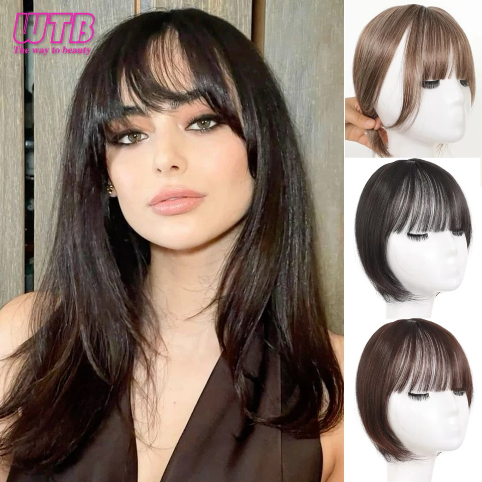 Bangs Hair Clip In Bangs Synthetic Wigs Hair Clip In Hair Extensions,Fake Bangs 360° Cover Clip On Bangs Women Curved Bangs