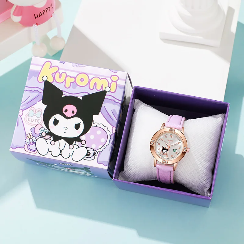 Miniso Kawaii Hello Kitty Watch Anime Kuromi Cinnamoroll Quartz Fashion My Melody WristWatch Women Girl Children Birthday Gift