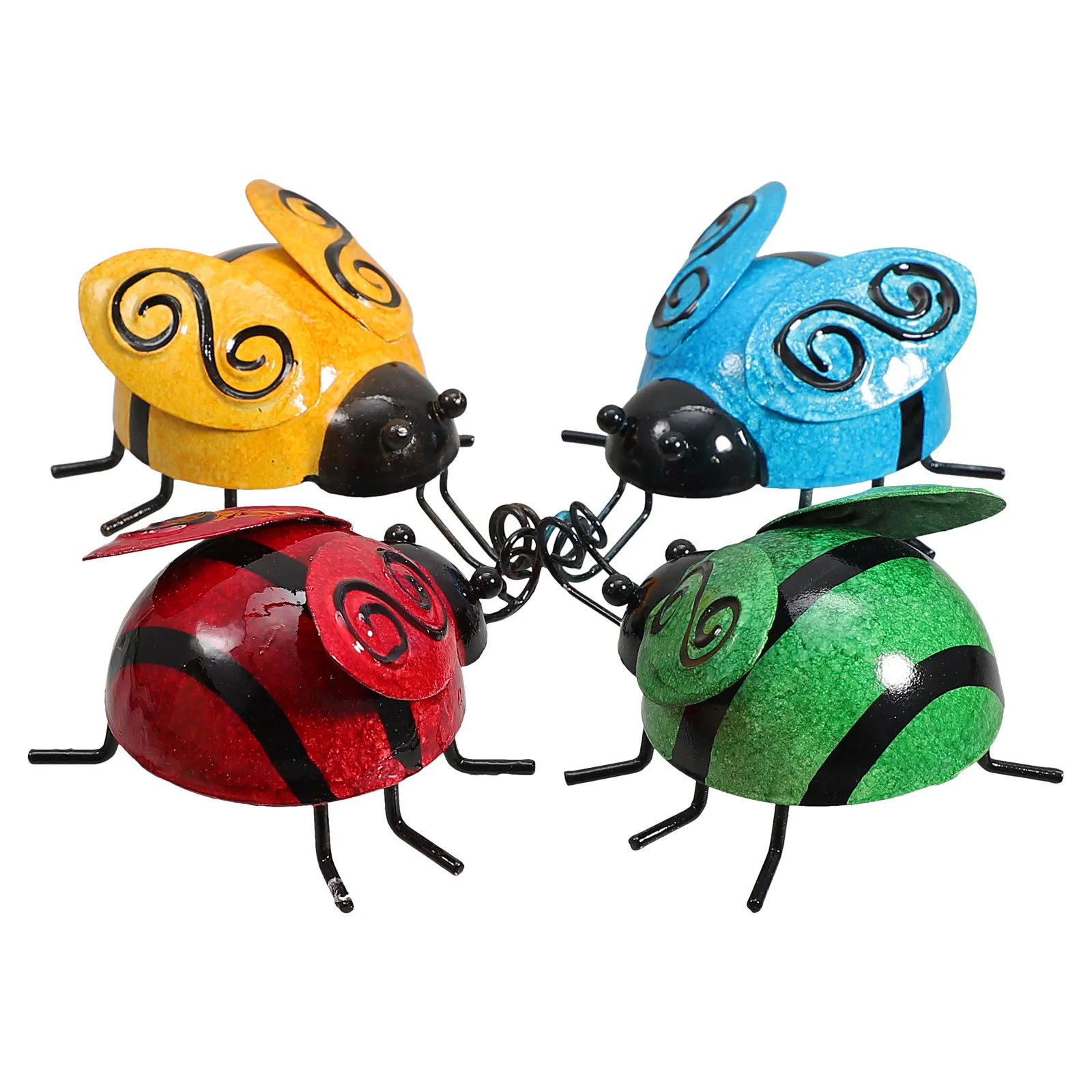 

4pcs Iron Art Ladybug Wall Decor Rustic Beetle Hanging Garden Outdoor Yard nament Sculpture Metal Crafts Adornment