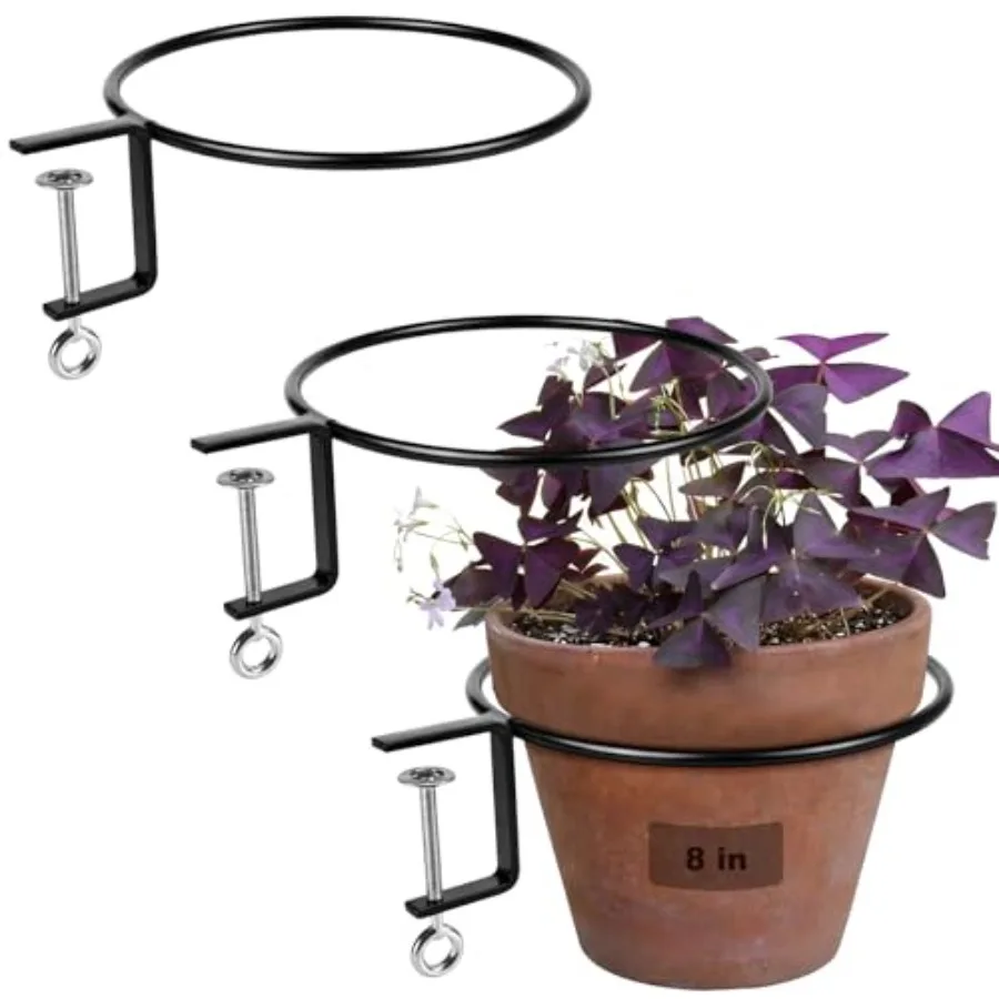 

Комплект из 3-х держателей для цветочных горшков Chumia, 8 дюймов, кольцевые кронштейны для растений без сверления, металлические подвесы для кашпо, подходят для большинства перил, для использования на улице и в помещении