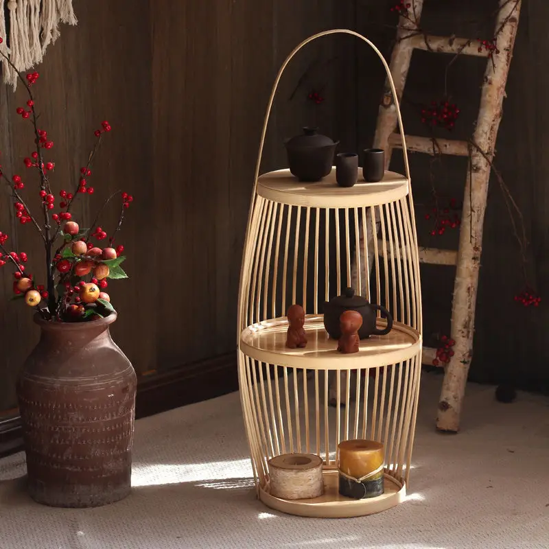 الصينية الخيزران الجرف غرفة المعيشة غرفة الشاي نموذج غرفة فيلا الطابق زينة زخرفية مصمم زن المنزل الآخر #2