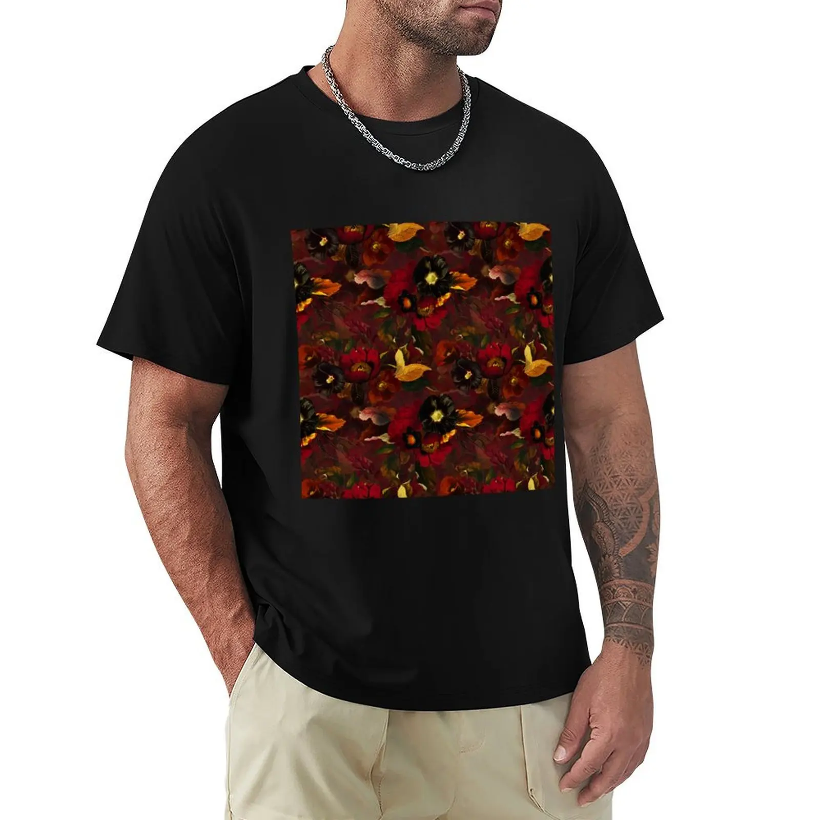 

Red Mystical Botanical Night Garden T-Shirt Summer Festival T-Shirt