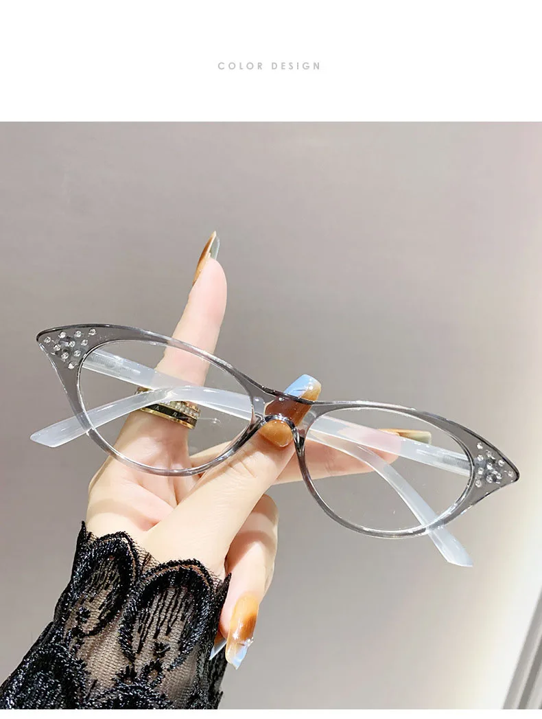 Neue Lesebrille Mann Frau Cat Eye Strass Leser Unisex Mode Blockieren Blau Licht Brillen Bunte Brillen – Detail 17
