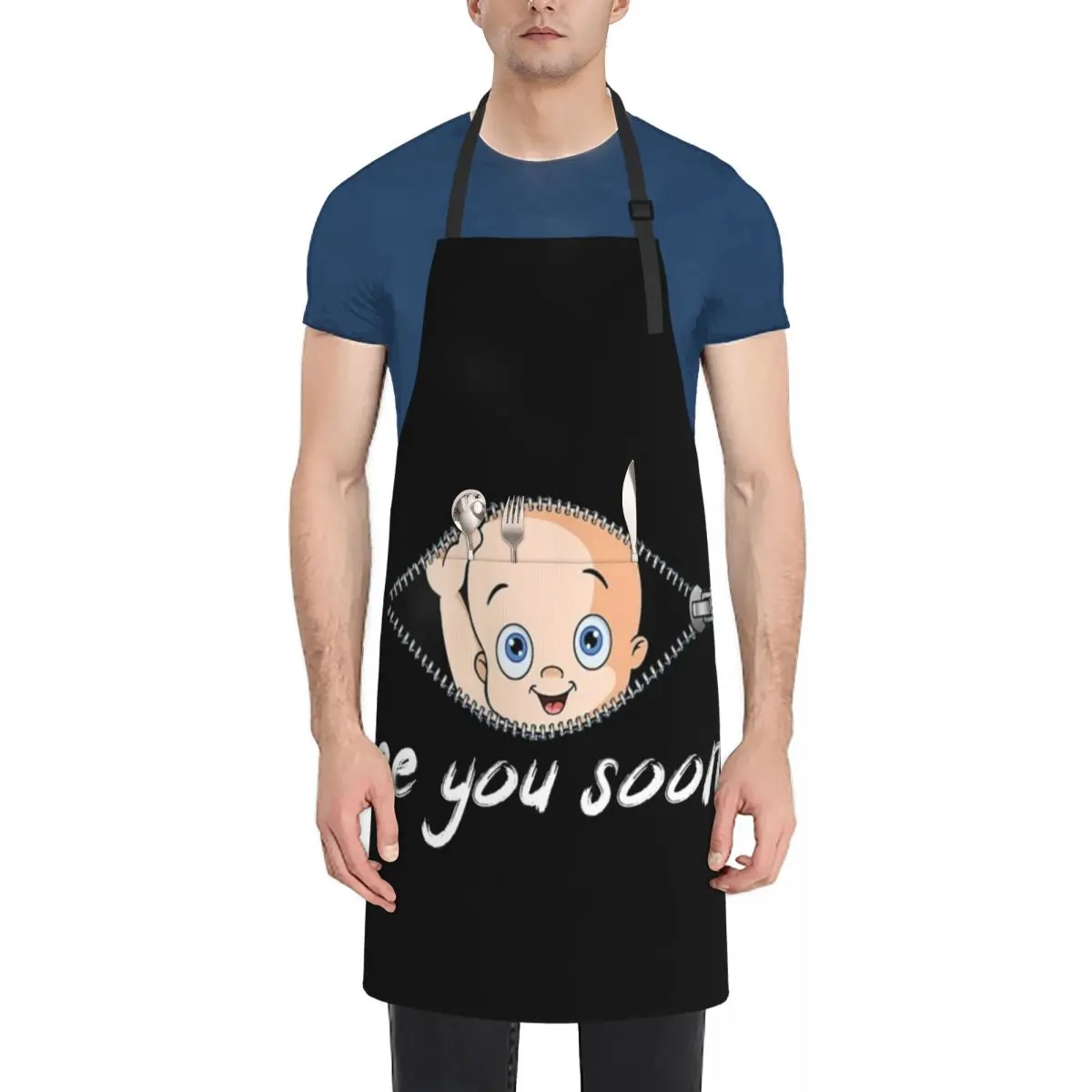 

See You Soon! Cute Funny Maternity Pregnancy Baby Scoop Neck Top T-Shirt for Pregnant Women Apron For Kitchen Women Apron