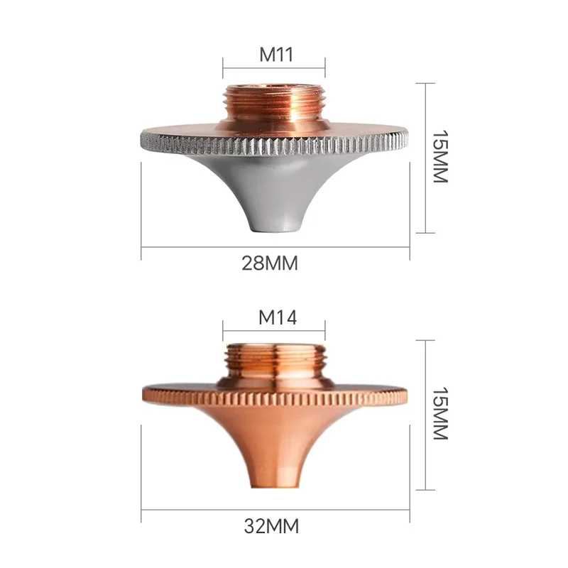 High Speed Laser Cutting Nozzle D28 D32 M14 M11 Single Double Laser Head Nozzles Raytools Precitec Hans Cutting Machine Parts