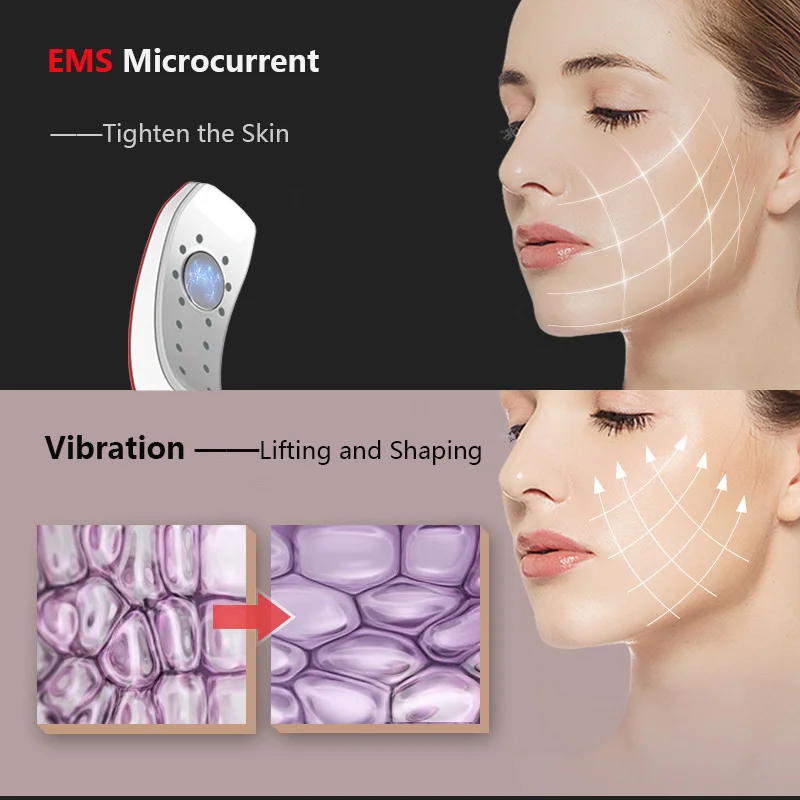 EMS Microcurrent Vibration Face Slimmer with Remote Control Double Chin Reducer&V-Line Lifting Device for Jaw Contouring