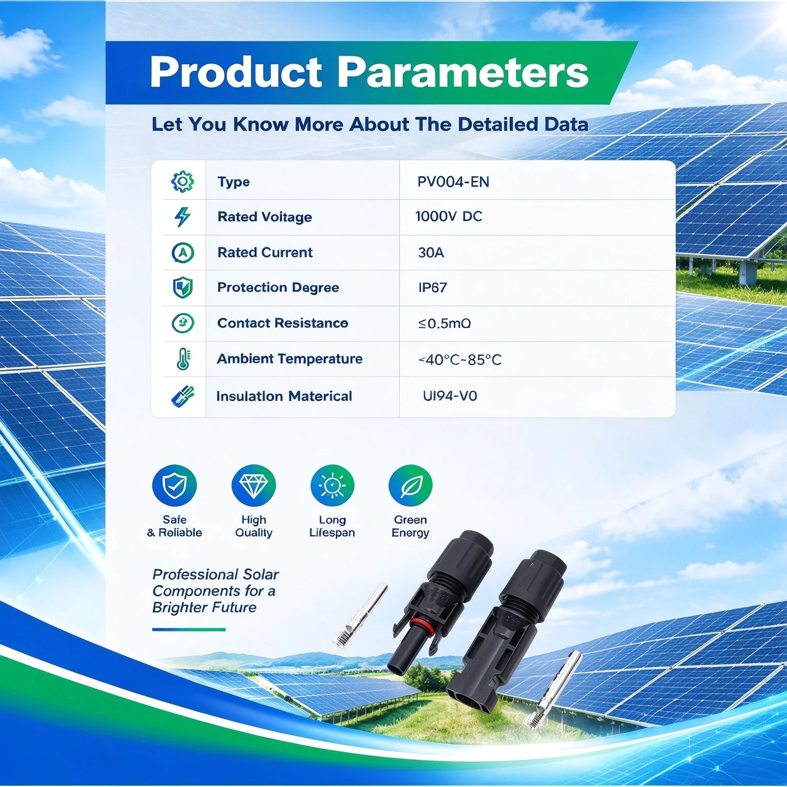 1000V DC 30A Solar PV Branch Connector IP67 Waterproof Solar Panel Cable Connector for Solar Power Setup