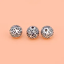 S925 sterling silver vintage hollowed-out copper beads handmade DIY creative literary play jewelry bracelet necklace accessories