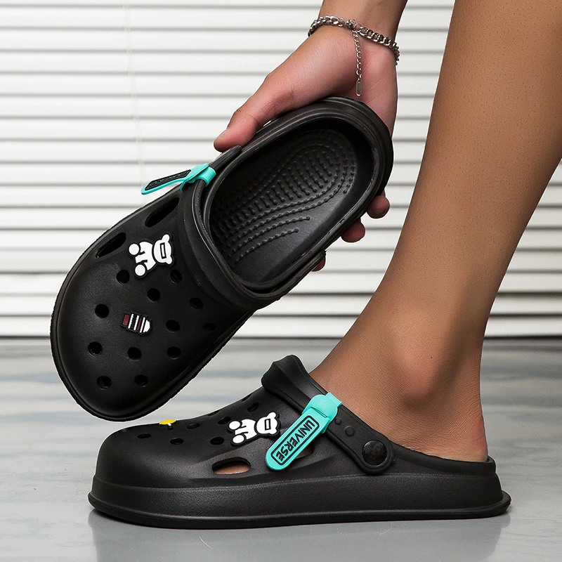 Men's Outdoor Clogs, New Summer Eva Beach Shoes, Non-Slip Soft-Soled Closed-Toe Slippers