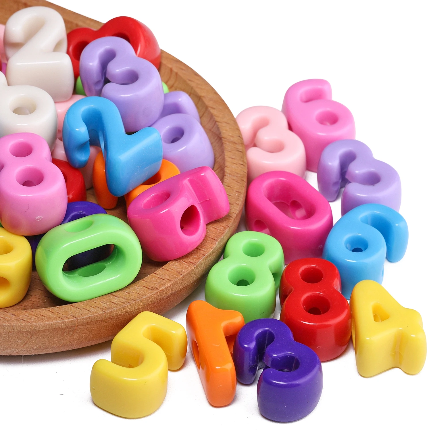 100 g, zufällige Auswahl, große Löcher, Acrylperlen mit Cartoon-Zahlen, farbige, lose Abstandshalterperlen zum Basteln von Schmuck, für DIY-Halsketten, Ohrringe und Schlüsselanhänger. – Detail 2