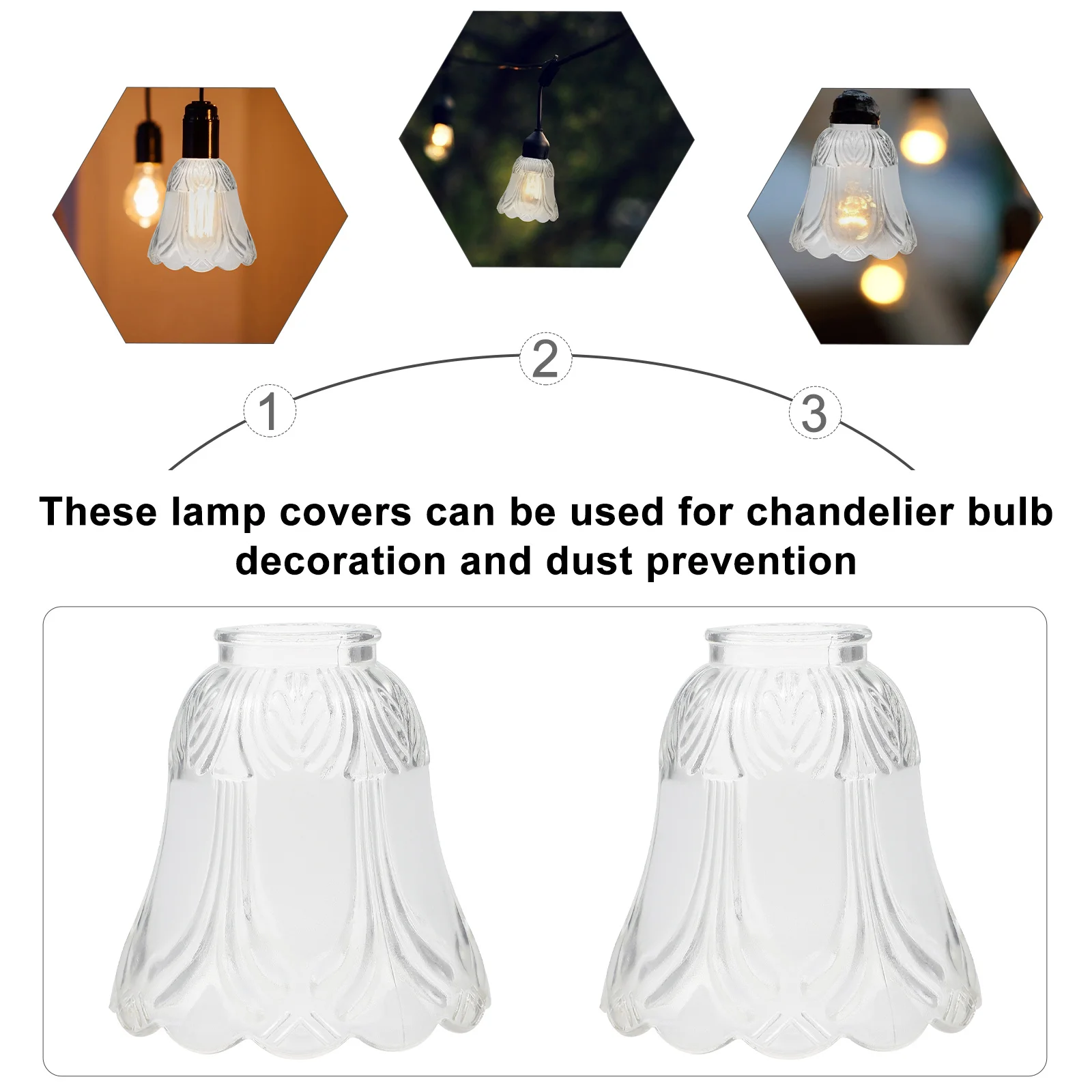 

2Pcs Glass Lamp Shades Transparent Simple Light Covers Chandelier Decoration Dust Prevention Romantic Warm Bedroom Lighting