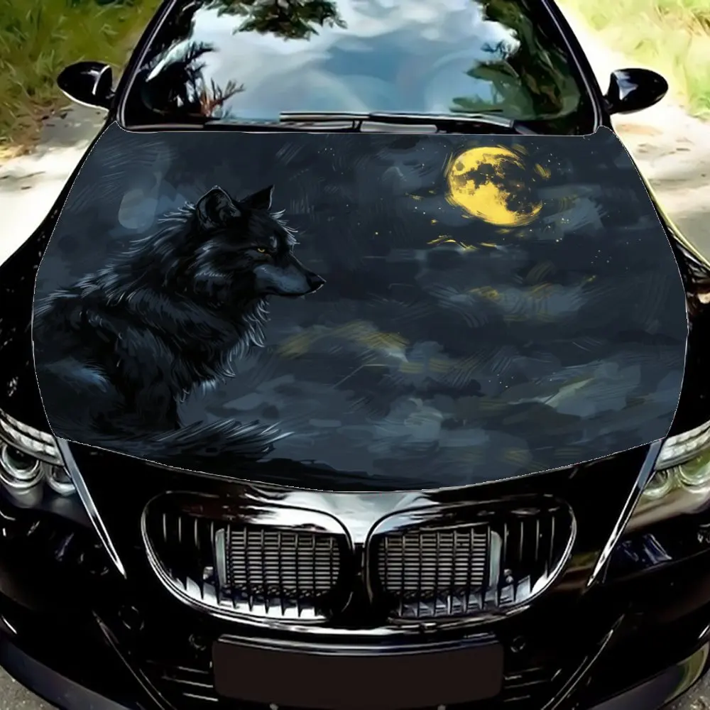 Impressive Wolf Starry Night Vehicle Graphics - High-Impact Vinyl Wrap, DIY Car Customization Kit, Easy-to-Follow Instructions