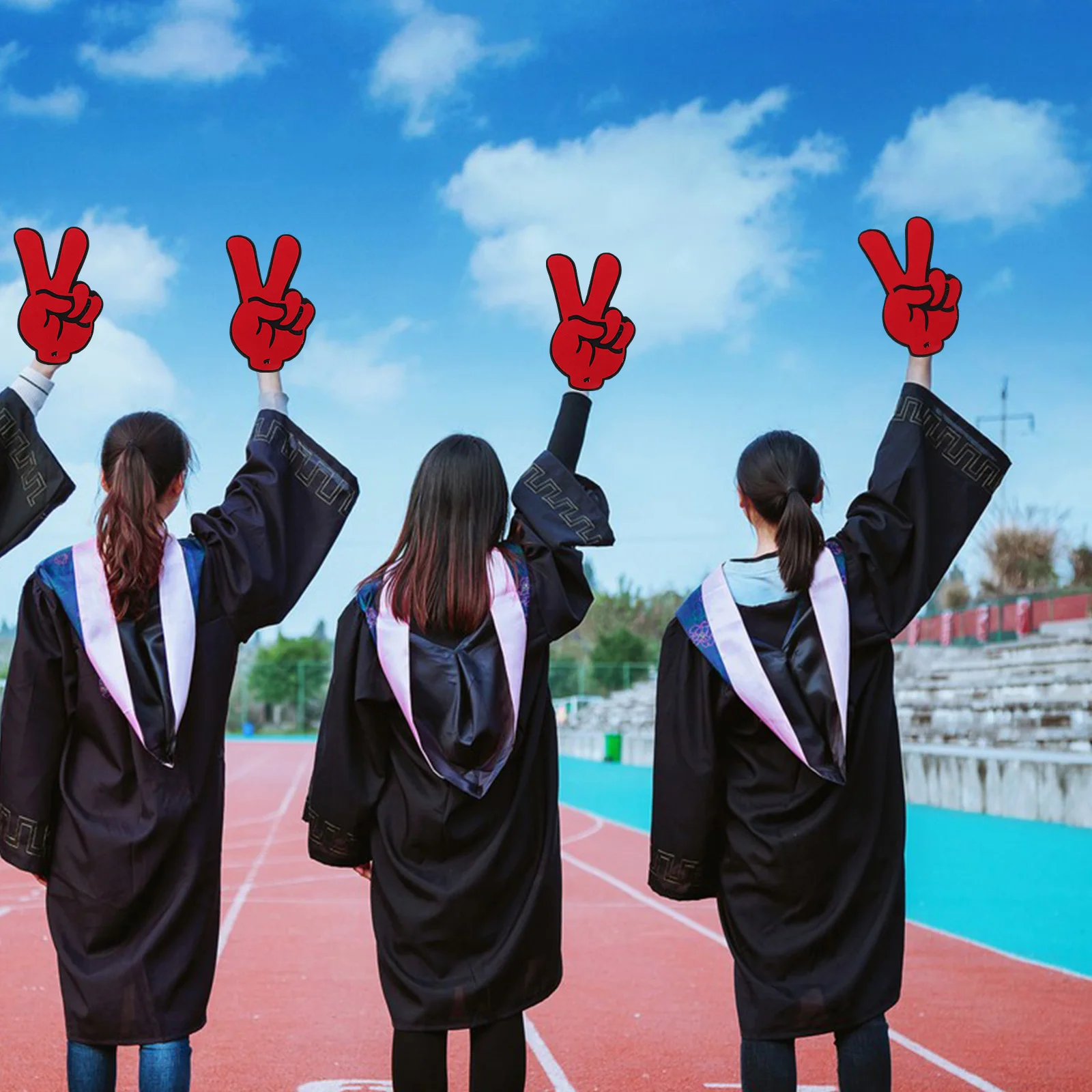 

2pcs Victory Props H held Cheerleading Stuff Felt Cloth Fingers Red Small for Sports Cheerleading Events Party