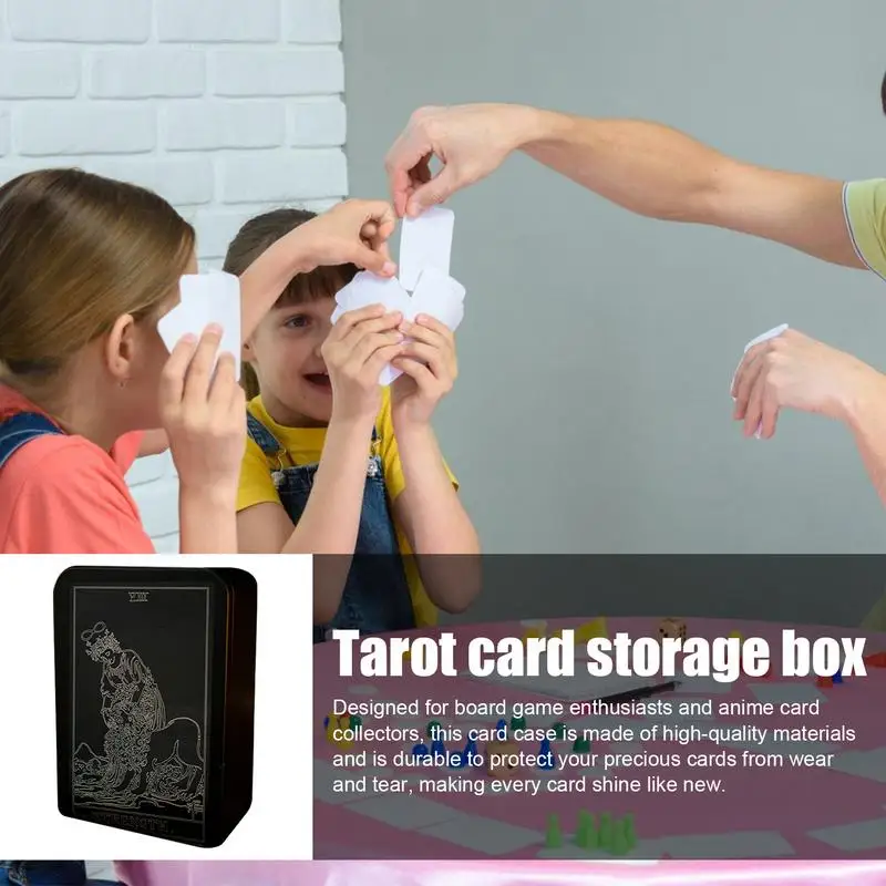 Tarot Card Storage Box Dustproof Metal Tarot Box Damp-Proof Trinket Display Box Small Jewelry Organizer Anime Card Collector Box