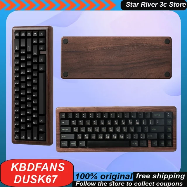 Kbdfans Dusk67 Mechanical Keyboard Kit 65% Layout Walnut Shell Back Panel  Wave Texture Customized Gaming Keyboard Pc Accessories - AliExpress