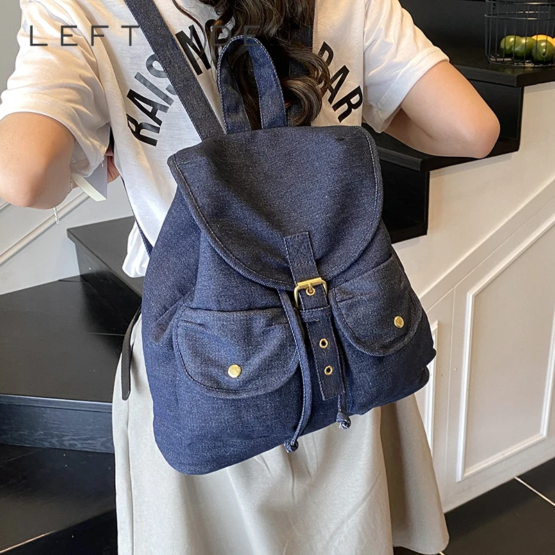 

LEFTSIDE Women's Denim Soft Backpacks 2025 New in Fashion Summer Backpack for Teens​​ Girls School Bag Double Pockets Back Pack