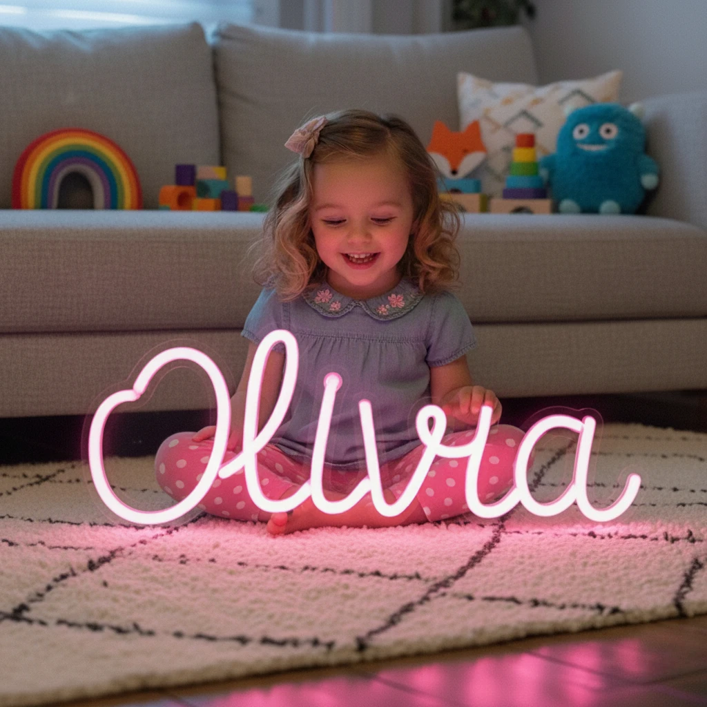 Custom Name LED Neon Sign - Adjustable Brightness Night Light, USB Powered Ideal for Birthday Wedding & Bedroom Wall Lighting