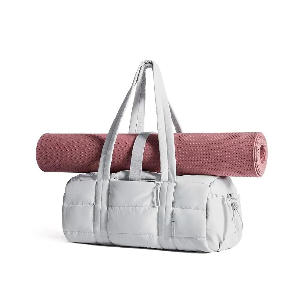 Reiki Gym Bag for Women, Medium Yoga Mat Crossbody Bag with Wet & Dry Pocket, Quilted Gym Shoulder Bag for Weekend, Lavender