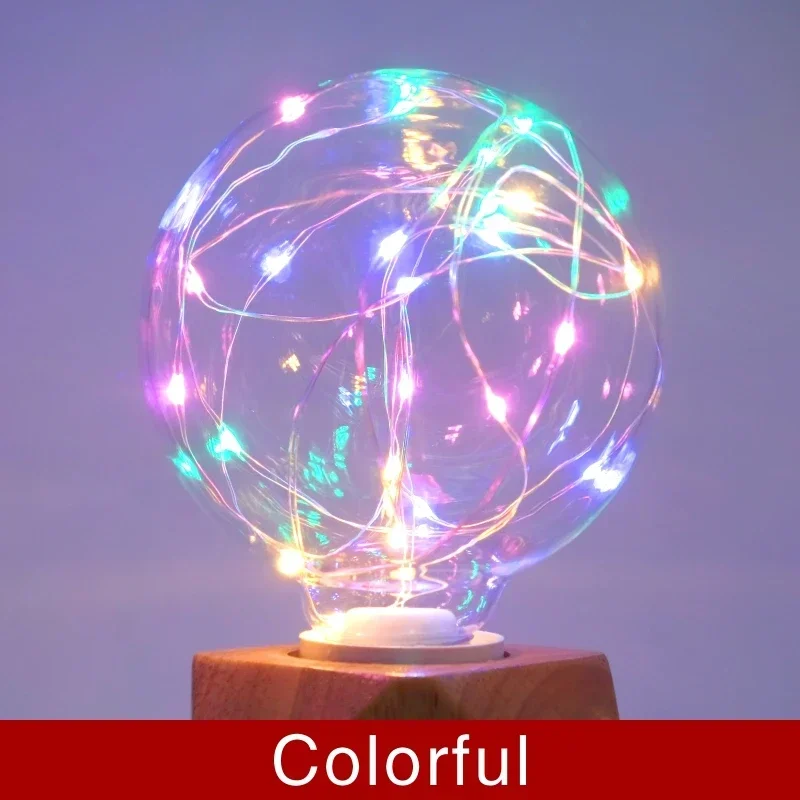 LED Edison chaîne ampoule E27 110V 220V G95 coloré RGB éclairage fil de cuivre ampoule décor à la ma