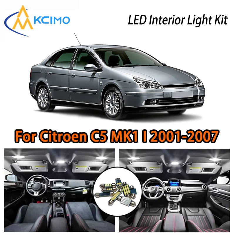 KCIMO For Citroen C5 MK1 I 2001-2007 Premium LED Interior Kit - 2 Colors , Quick Installation,  Long-Lasting