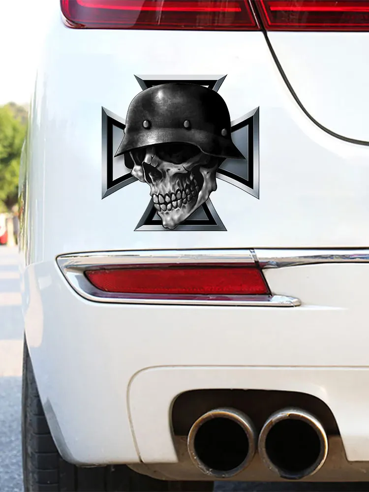 S50560# Personality PVC Decal Iron Cross Skull Waterproof Car Sticker on Motorcycle Laptop Decorative S50560#