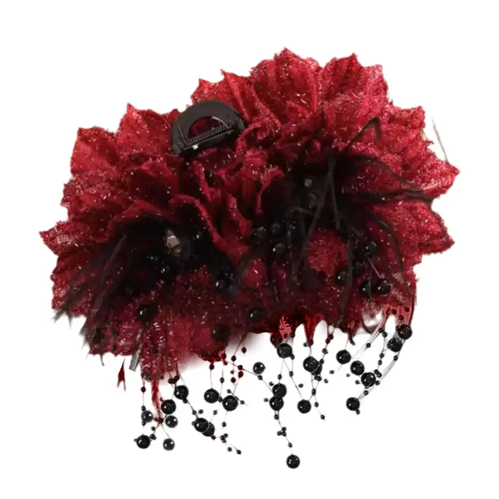 2024 New Hair Clip Peony Feather Tassel Shark Clip Korean Fashion Grab Cawl Clips For Women Girls Hairpin Hair Accessories J6d9
