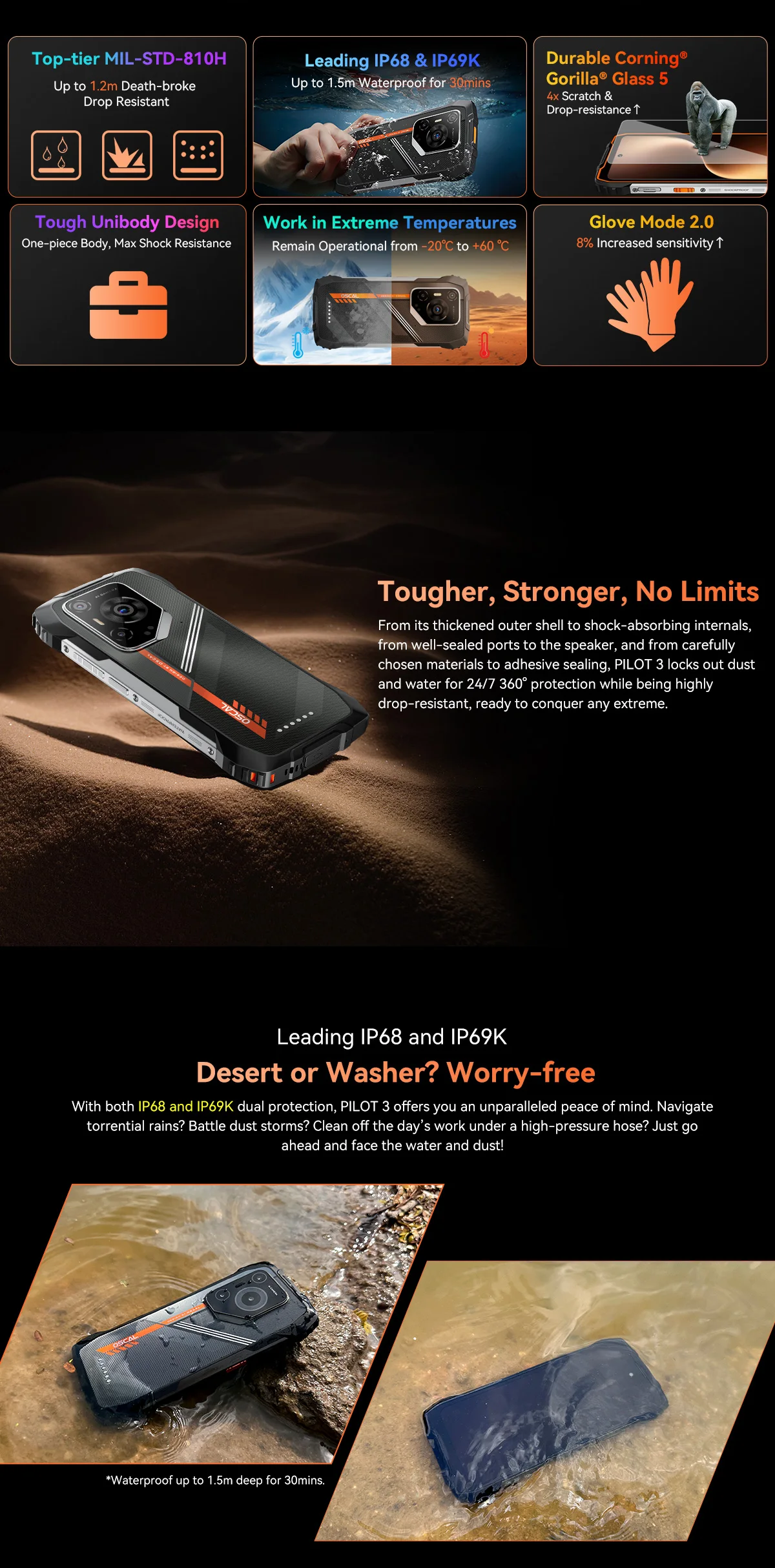 2025 Blackview OSCAL PILOT 3 Rugged Phone MTK 6300 12GB+256GB Telephone Portable 6.78" FHD+2.4K Display 120H Smartphone Android