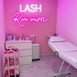 Lash Room Neon Sign Eyelashes Light Pink Glow LED Neon Light for Lash Room Decor Girls Make up Beauty Room Decor Home Wall Decor