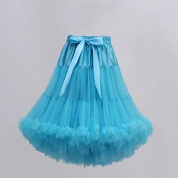 Women's 55cm Short Vintage Ballet Bubble Puffy Tutu Petticoat Skirt Multi-Layered Underwear