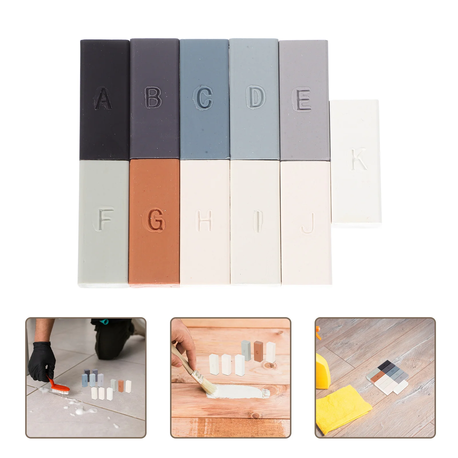 11 قطعة طقم شمع إصلاح الأرضيات البلاستيكية مقاوم للغبار والماء سهل الاستخدام لإصلاح خدوش الخشب Lvt Wpc #1