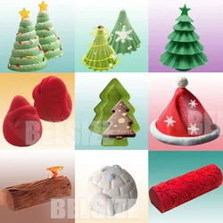 Christmas Cake Molds For Baking Pastry Silicone Mousse Mold Christmas Tree Hat Santa Buche Cake Baking Mold Cake Decorating Tool