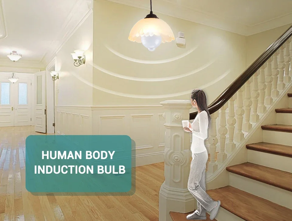 Motion Sensor Night Lamp 85-265V B22 E27 LED Bulb Human Infrared Sensor Night Light for Stairs Corridor Porch Garage Auto ON/OFF