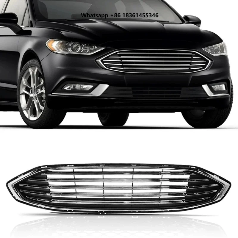 For  Mondeo 17-18 19-21 Modified New Style Car Front Bumper Net Chrome Grille Black Radiator Grill