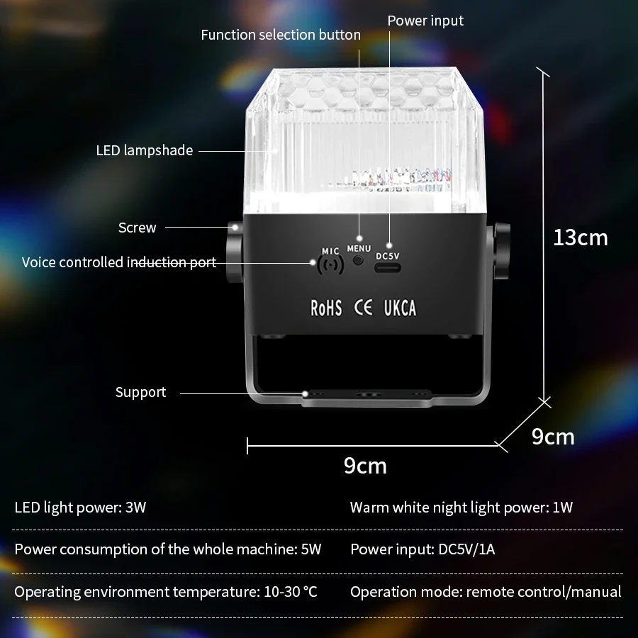 Светодиодные диско-сценические огни DJ Strobe Party Light 7-цветный окружающий свет с пультом дистанционного управления для Рождества Холлоween Bar KTV Show Lamp Party