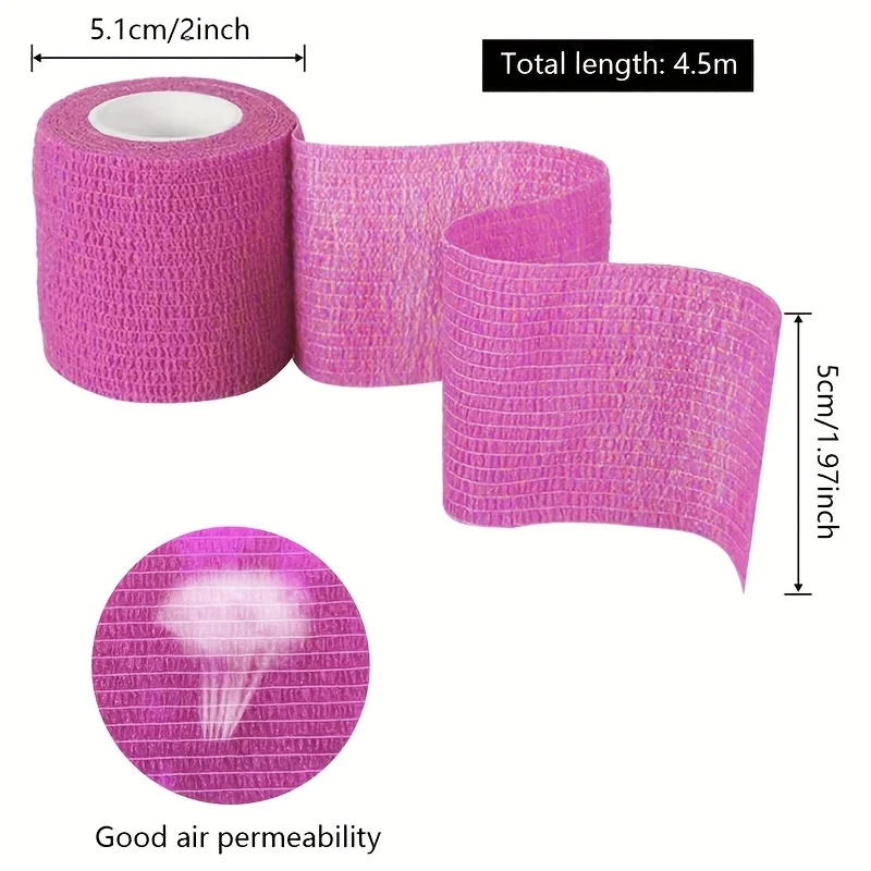 Cohesive Bandage, 12 Rolls Self Adherent Vet Wrap, 5cm x 4.5cm Football Sock Wrap & Shin Guard Tape, for Wrist & Ankle