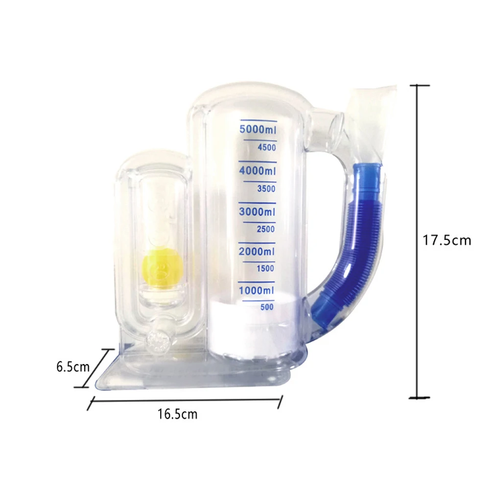WSKEJI 3000/5000ml PVC Volumetric Exerciser Lung Breathing Exerciser Vital Capacity Apparatus Spirometer Rehabilitation Trainer
