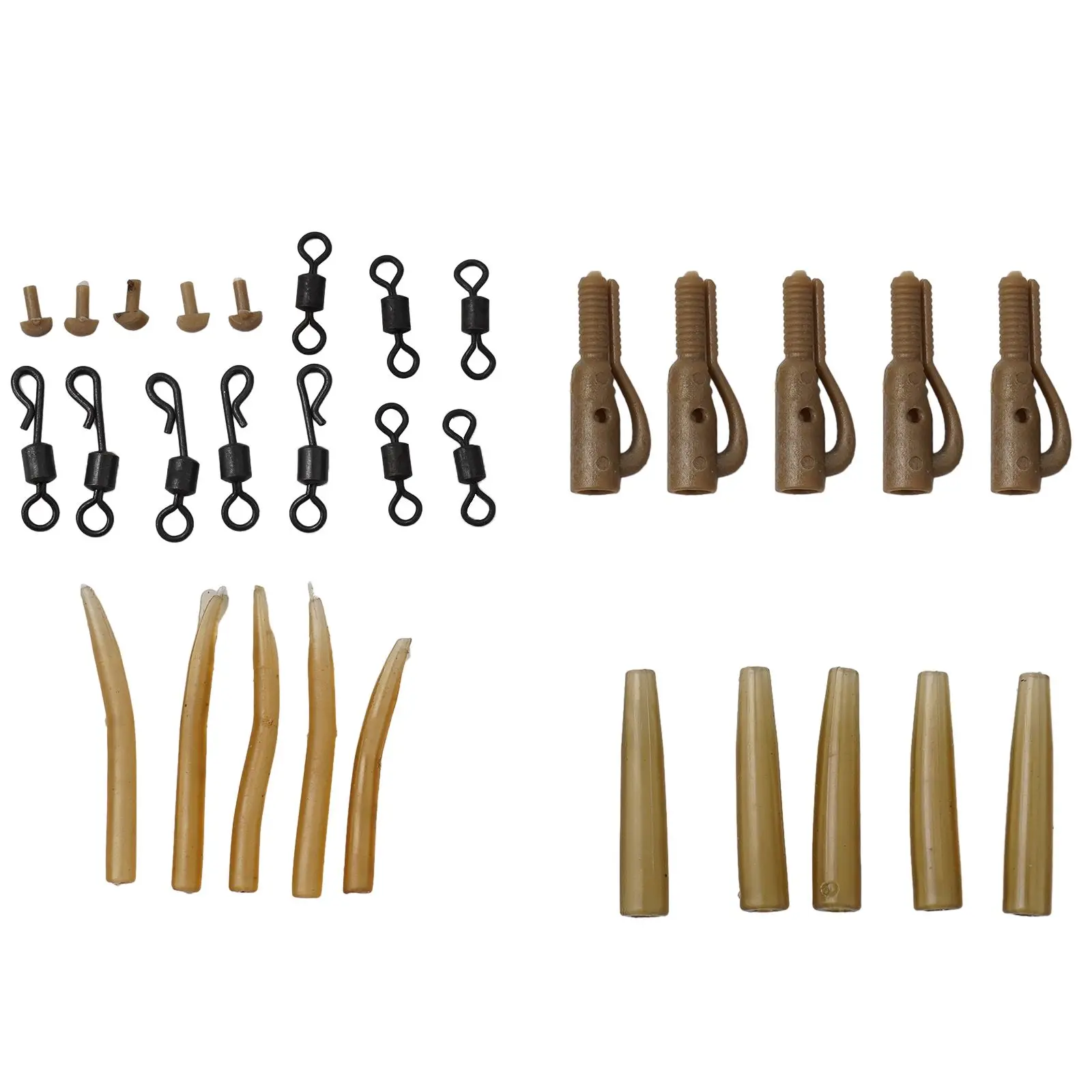 30pcs/set Carp Fishing Clip/ Quick Change Swivel /Tail Rubber Anti-Tangle /Sleeves Carp Rigs Sleeve/ Beads Fishing Tools