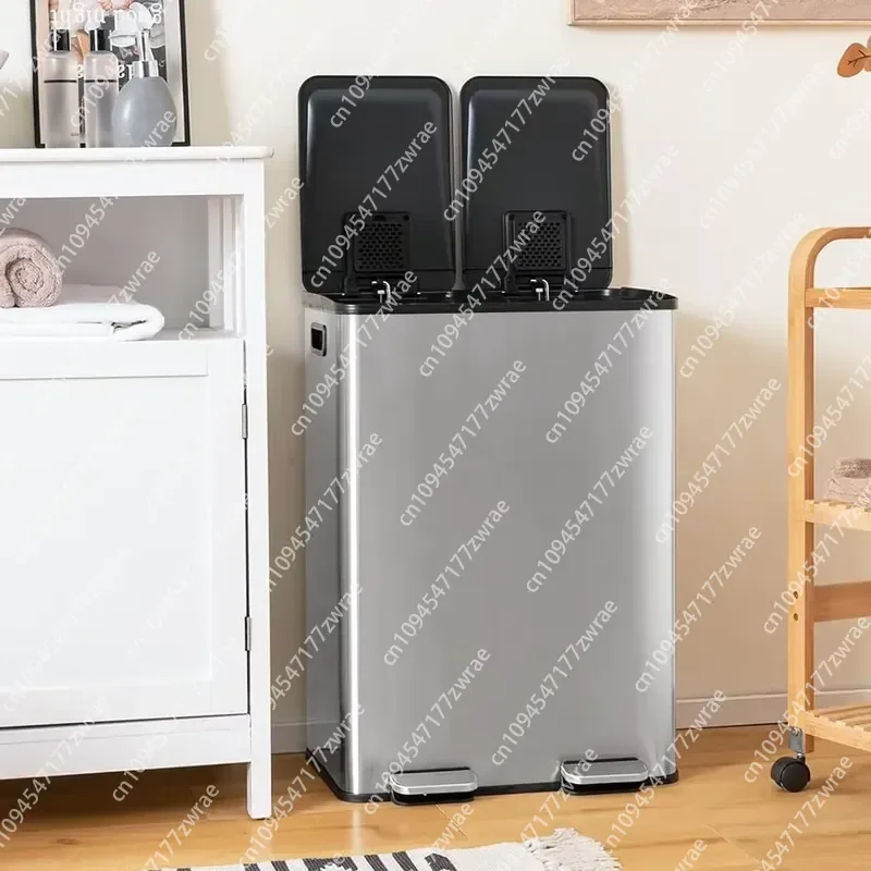Dual Compartment Kitchen Waste Bin 2 X 8 Gal Trash Can
