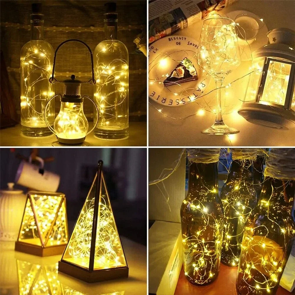 Lampu Kawat Tembaga Lampu Tali LED Lampu Tali LED Botol Anggur 2M Dekorasi Natal Lampu Led Botol Lampu Peri Liburan