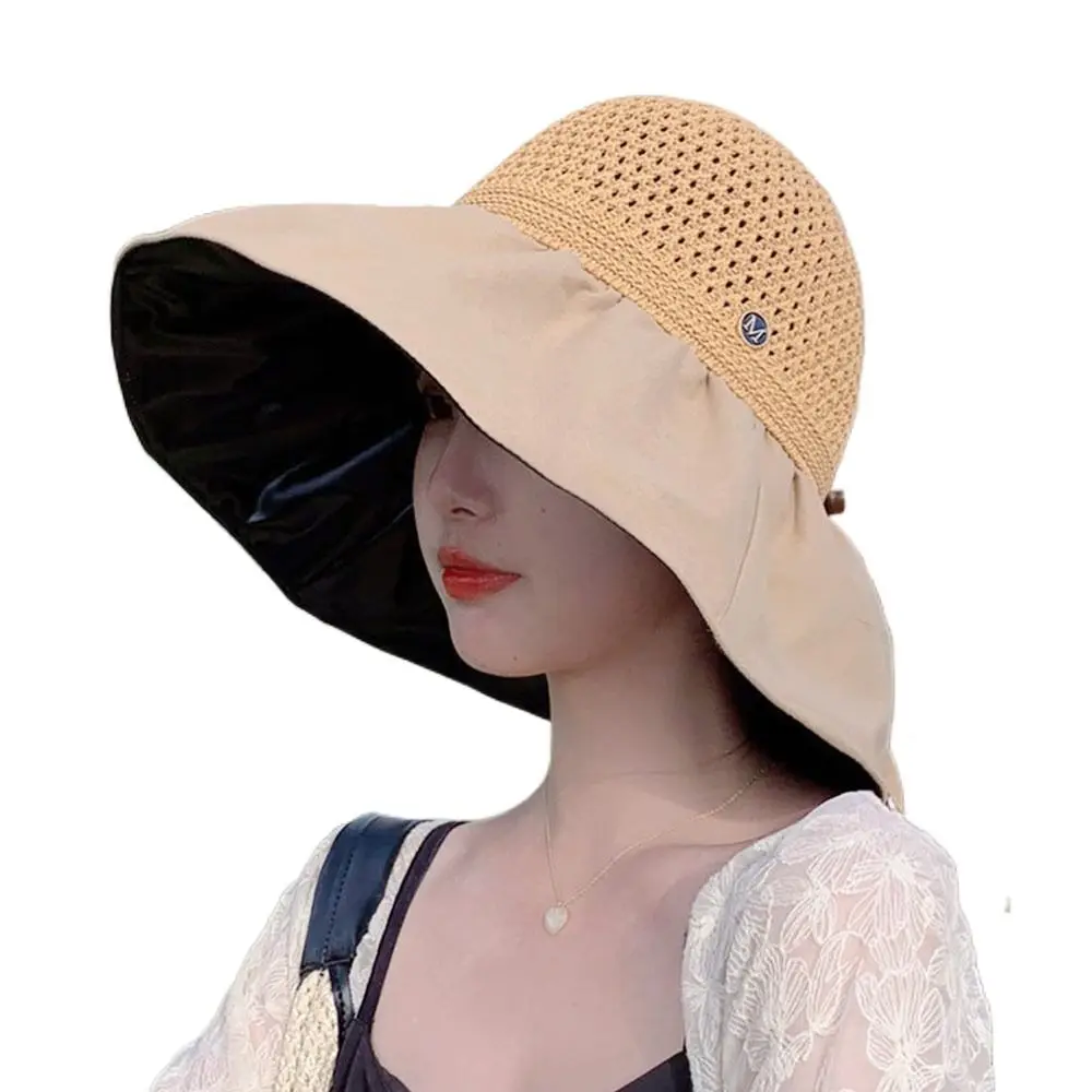 Summer Outdoor Beach Hat Panama Cap Women Bucket Hat UV Protection Sun Hats Soft Foldable Wide Brim Cap