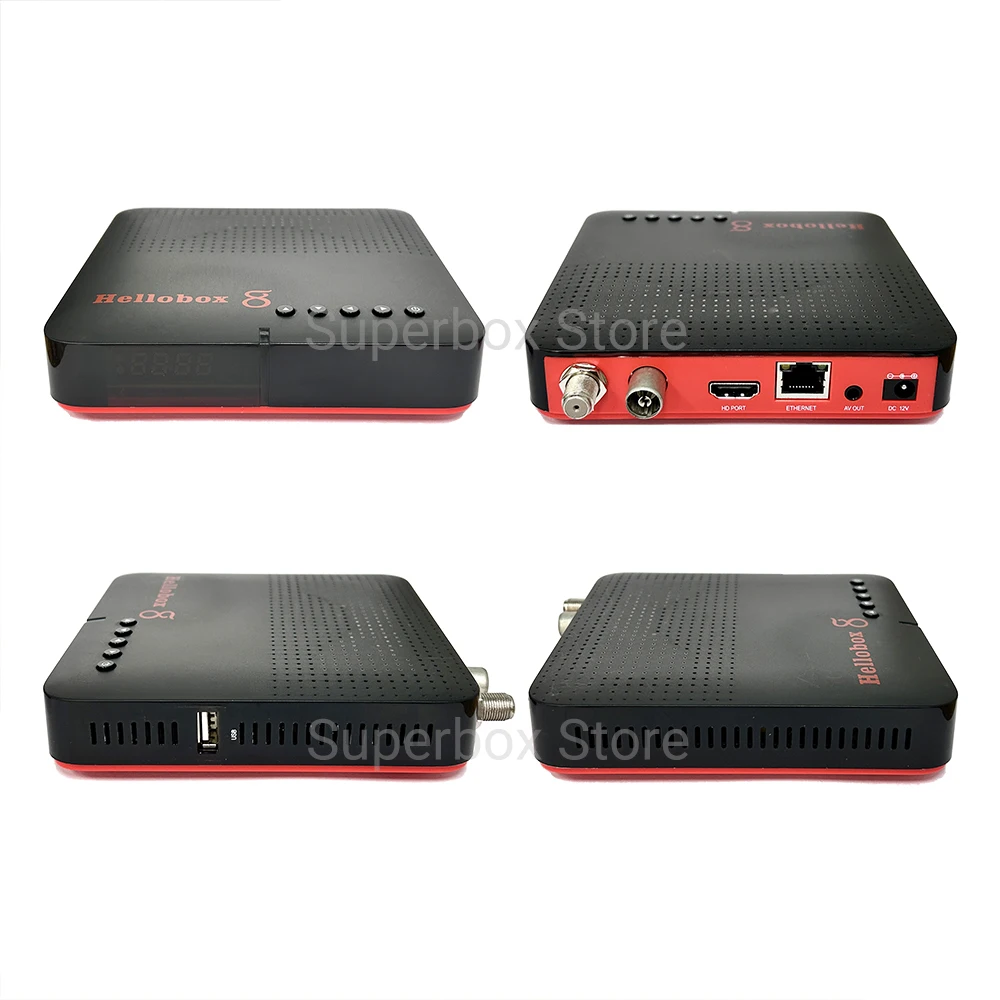 Hellobox8 Satellite TV Receiver DVB-S2X DVB-T2 Built-in WiFi Full HD 1080P HEVC 10bit RJ45 DVB Player Port Hellobox 8