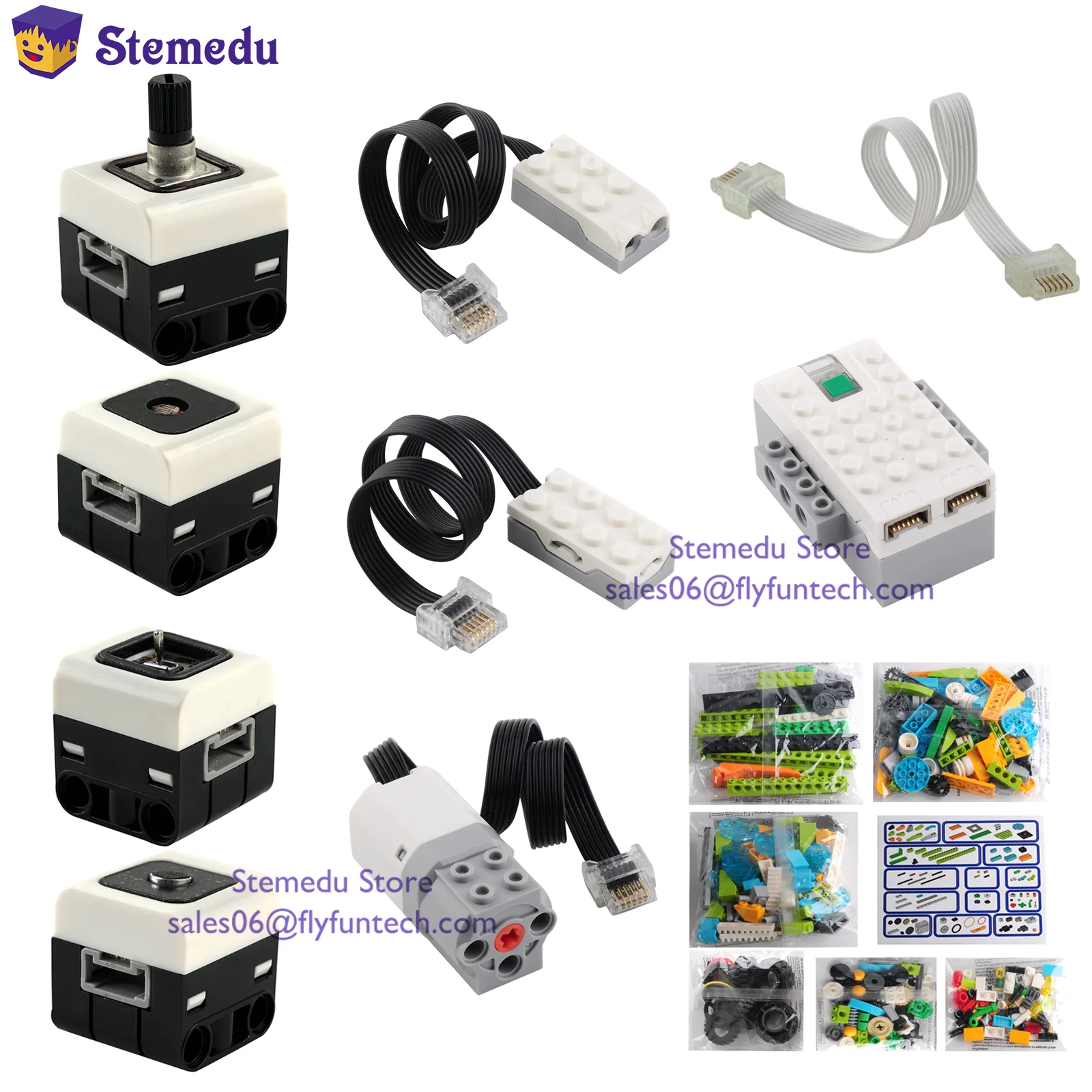 

Programming Robotics Core Set 280PCS Bricks 2.0 Cord/Sound/Knob/Light Sensor Extension Connect Wire Building Block Education Toy