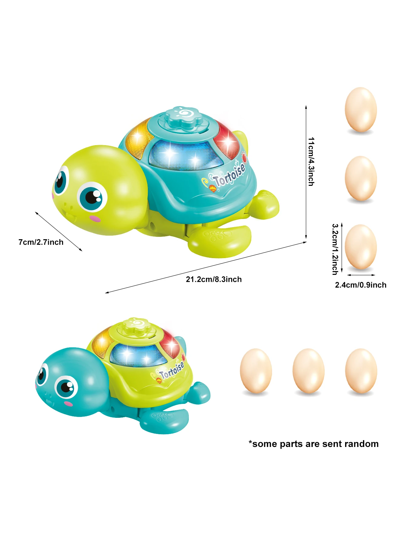 Electric Egg-poeding Turtle Toy, Adequado para Crianças com mais de 3 Anos, Luz, Som, Função Roda Universal