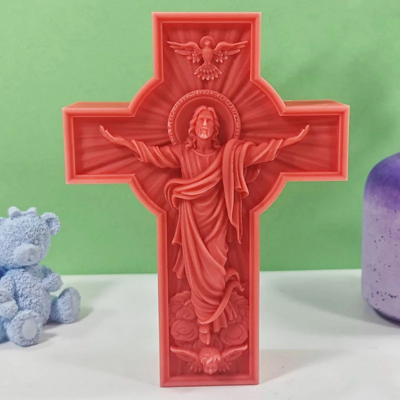 

3d-статуя с Иисусом для портрета, фотосвеча, абстрактный крест, скульптура с Иисусом, Ароматизированная свеча, гипсовая восковая форма, декоративный подарок