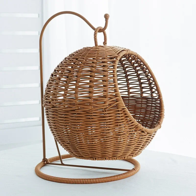 Vine Woven Cat Cage Small Household Unit Hanging Basket Semi Enclosed All Season Universal Removable and Washable Cat Bed